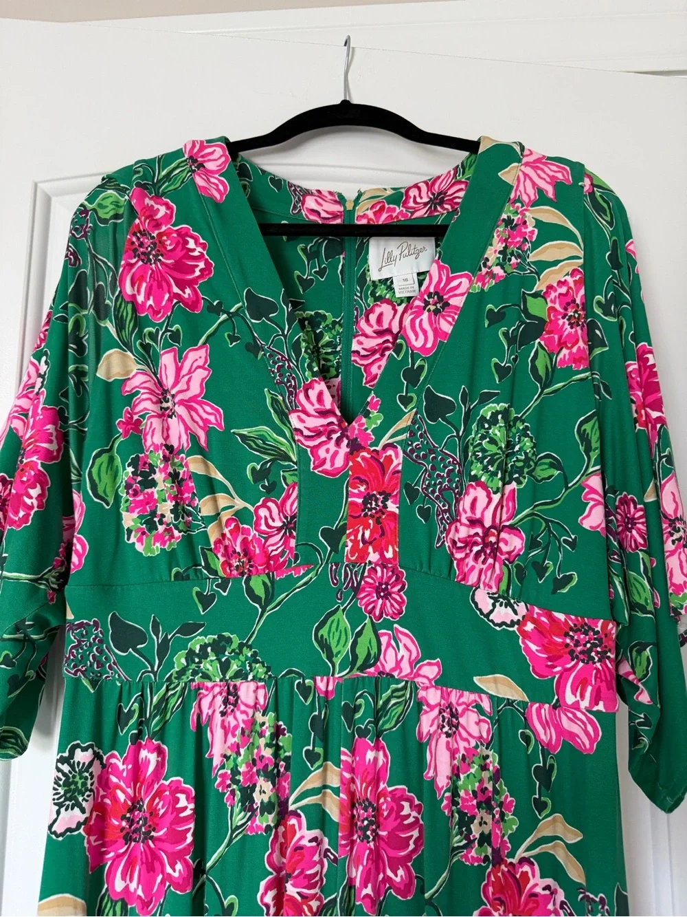 Lilly Pulitzer Roselle Maxi Dress Green & pink sz 16 - Picture 3 of 4